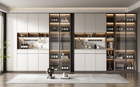 Modern Wine Cabinet Wine Cabinet Combination 3d model