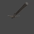 Medieval Spear Weapon With Long Wooden Shaft And Decorative Metal Spearhead