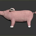 Pink Plush Pig Stuffed Toy With Smiling Face White Ears And Hooves