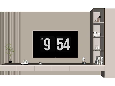 Modern TV Stand With TV Screen Shelves And Decorative Items 3d model