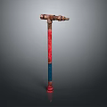 Red And Blue Rusted Metal Crowbar Hardware Tool With Long Handle For Construction Work 3d model