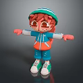 Cute Cartoon Animal Character Wearing Green White Hat Blue Orange Jacket Outfit