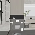 Modern Bathroom Interior Design With Glass Shower Toilet Vanity And Storage Cabinets