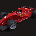 Red Race Car With Number 9 And Helmeted Driver Streamlined Body And Large Wheels