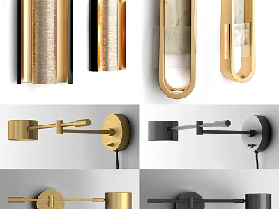 Modern Gold And Black Wall Lamps With Sleek Contemporary Designs 3d model
