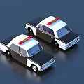 Decorative Ornament Set of Police Car Models with Black and White and Red Emergency Lights