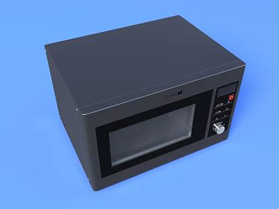 Black Microwave Oven As Essential Kitchen Appliance On Blue Background 3d model