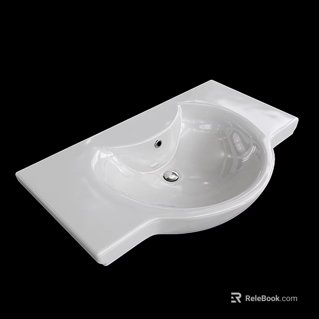 Ceramic White Wash Basin with Sleek Round Design and Smooth Countertop Surface 3d model 