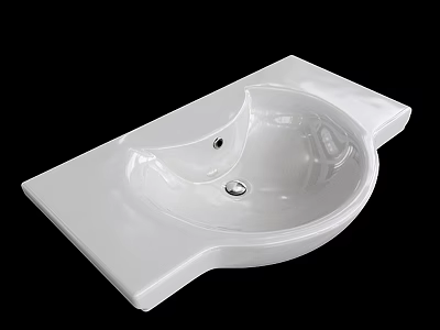 Ceramic White Wash Basin with Sleek Round Design and Smooth Countertop Surface 3d model