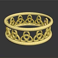 Golden Decorative Bracelet With Intricate Filigree Patterns And Shiny Surface