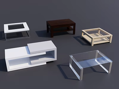 Modern Coffee Tables Featuring Glass Wood White And Natural Wood Sleek Designs 3d model