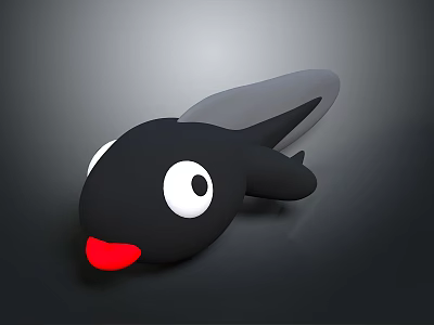 Cute Black Cartoon Reptile With Streamlined Body Large White Eyes And Red Mouth 3d model