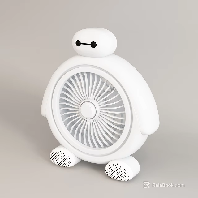 Cute White Cartoon Shaped Air Cooler Fan With Portable Desktop Design 3d model 
