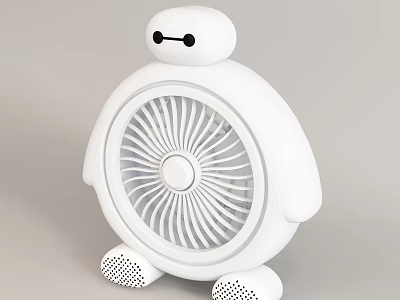 Cute White Cartoon Shaped Air Cooler Fan With Portable Desktop Design 3d model