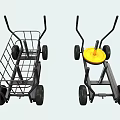 Fitness Sports Equipment Featuring Metal Frame Cart And Yellow Training Disc With Wheels
