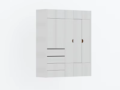 Modern White Wardrobe Interior With Sleek Cabinet Doors And Drawers 3d model