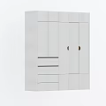 Modern White Wardrobe Interior With Sleek Cabinet Doors And Drawers
