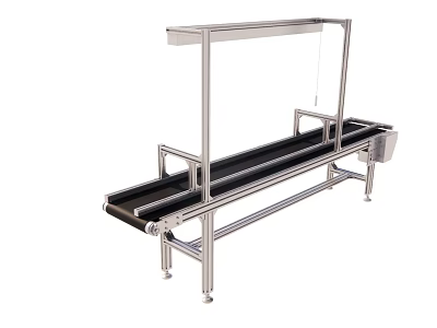 Industrial Conveyor Belt Equipment With Stainless Steel Frame And Black Transport Belt For Production Line 3d model