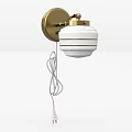 Modern Brass Wall Lamp With White Lampshade And Hanging White Cord