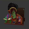 Christmas Themed Interior Design With Christmas Tree Table Candles Plates And Archway