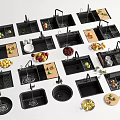 Modern Kitchen Sinks With Drainer Board And Fruit Accessories For Home Use 3d model