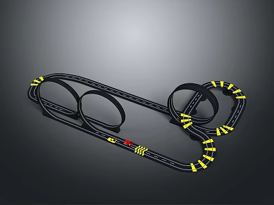 Toy Race Track With Curved Loops And Yellow Edge Markers Design 3d model