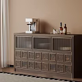 Luxury Retro Wooden Sideboard With Textured Glass Cabinets For Modern Home Dining Room Storage