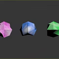 Colorful Geometric Crystals in Pink Blue Green with Shiny Surface and Dark Background