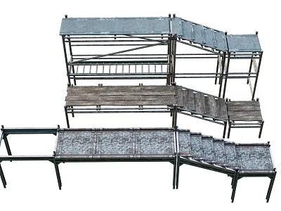 Industrial Equipment With Steel Frame Multi Level Work Platform And Staircase Structure 3d model