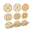 New Chinese-style openwork window pane 3d model