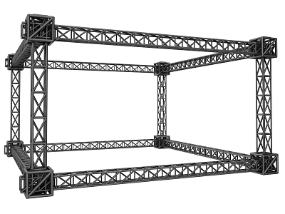 Industrial Equipment Metal Truss Frame Structure with Heavy Duty Multi Layer Design for Construction Support 3d model