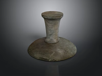 Rustic Stone Architectural Component With Circular Top And Broad Base 3d model