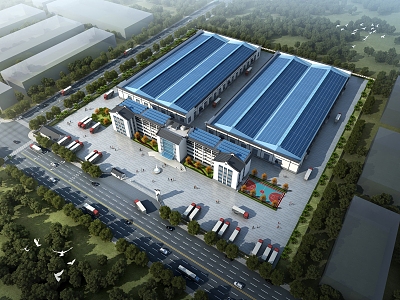 Plant Factory Industrial Park Plant Bird's Eye View Plan Office Building Dormitory Canteen Perspective 3d model