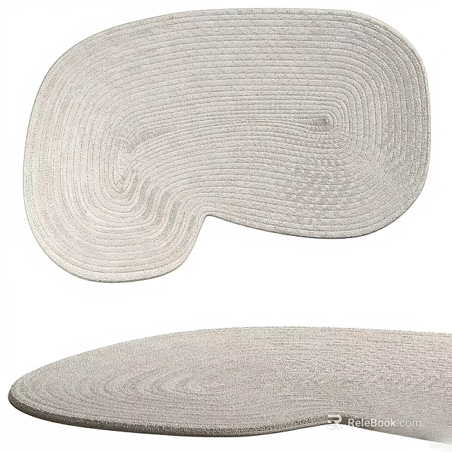 Square Braided Area Rugs With Textured Weave For Home Decor 3d model