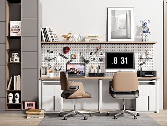 Modern Desk Chair Desk Chair Combination Office Desk 3d model