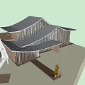 Modern Style Sales Office Building With Sloped Roof Wooden Exterior And Staircase Design