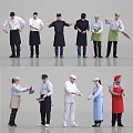 Group of Professional Chefs in Various Uniforms Holding Kitchen Tools and Utensils