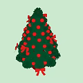 Christmas Decorative Ornament Set With Green Pine Tree Pink Balls And Pink Bows