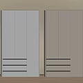 Modern Wardrobes With Sliding Doors And Drawers Against Light Wall On Wooden Floor