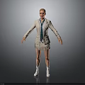 Woman In School Uniform Blazer With Tie Pleated Skirt White Socks And Shoes