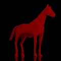 Red Low Poly Horse Sculpture Against Black Background With Modern Design 3d model