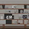 Modern Wooden Bookcase With Multiple Compartments Books Decorative Items Audio Equipment And Storage Boxes