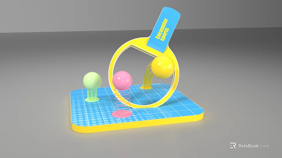 Learning Through Play Educational Toy With Yellow Ring Colorful Balls And Blue Base 3d model 