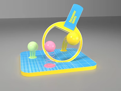 Learning Through Play Educational Toy With Yellow Ring Colorful Balls And Blue Base 3d model