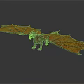 3D Rendered Orange Flying Dragon With Spread Wings In Standing Pose