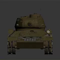 Vintage Military Tank With Rusty Surface Turret Cannon And Metal Tracks
