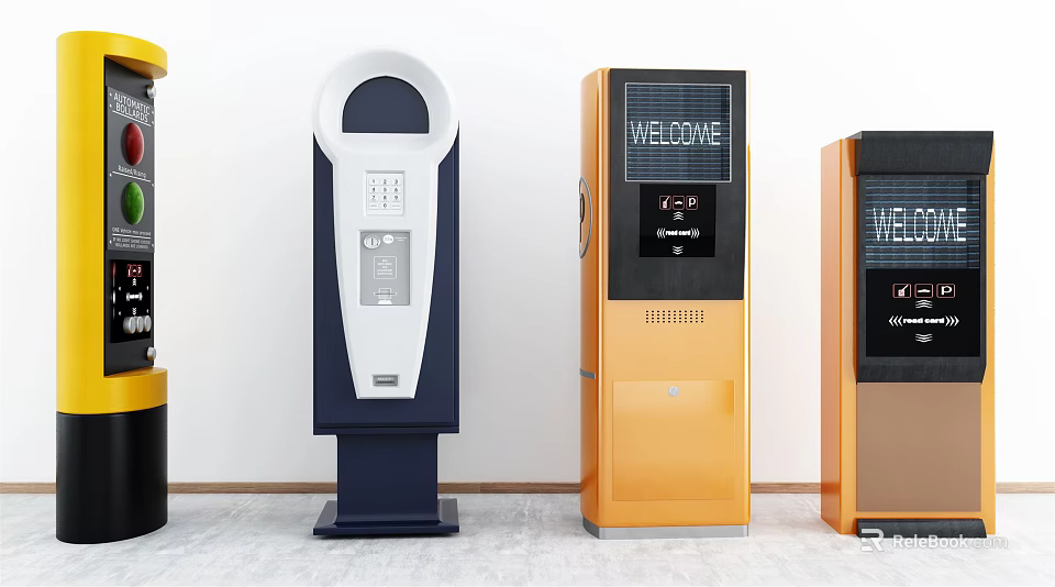 Commercial Self Service Kiosks With Modern Design Interactive Screens And Welcome Displays 3d model 