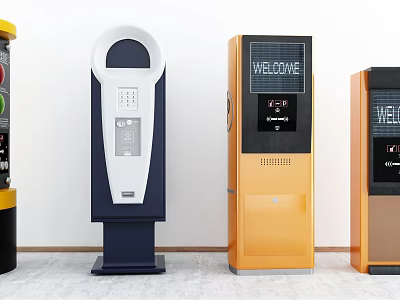 Commercial Self Service Kiosks With Modern Design Interactive Screens And Welcome Displays 3d model