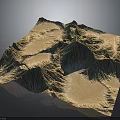 Detailed 3D Mountainous Terrain Model With Rugged Valleys And Elevation Textures