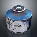 Handmade Blue Container With Hand Made Label And Vintage Lid Top